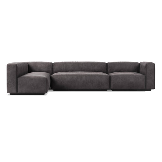 Cleon Medium+ Right Leather Sectional Sofa